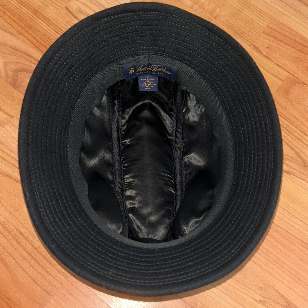 BROOKS BROTHERS Black Fedora Hat WOOL.. sz L - Picture 4 of 5